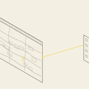 Illustrazione tecnica: finestra di un sito con mappa interattiva e pannello di gestione dei livelli