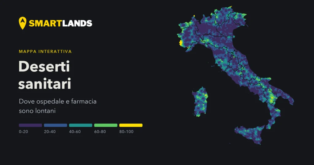 Anteprima della mappa: Deserti sanitari: dove ospedale, pronto soccorso e farmacia sono lontani