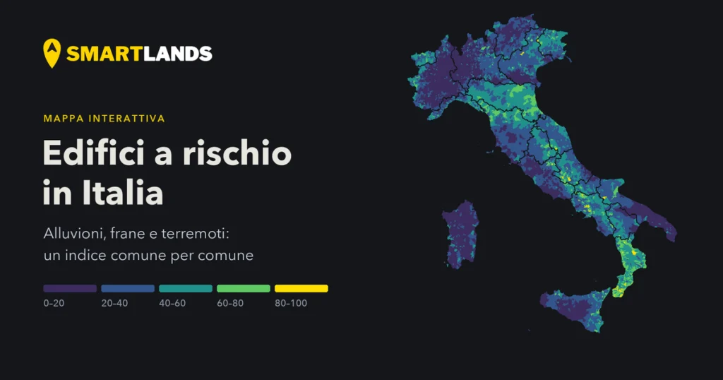 Anteprima della mappa: Edifici a rischio in Italia: alluvioni, frane e terremoti comune per comune