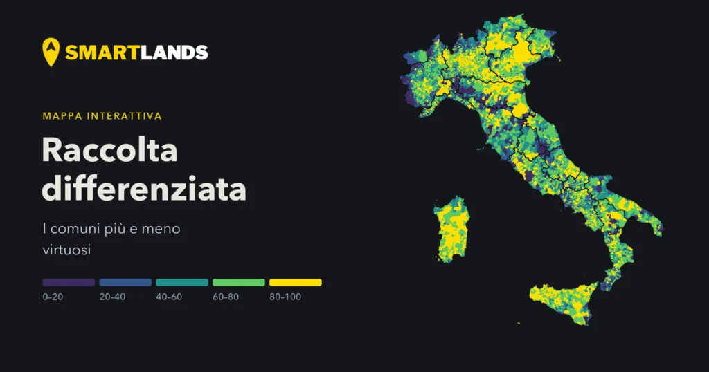 Anteprima della mappa: Raccolta differenziata: i comuni più e meno virtuosi d'Italia