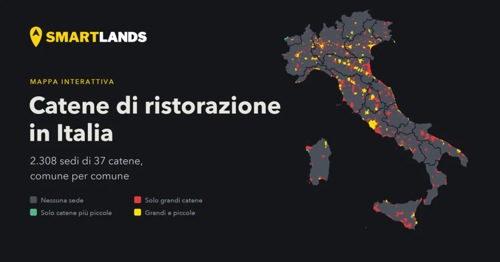 Anteprima della mappa: Catene di ristorazione in Italia: dove sono le sedi, comune per comune