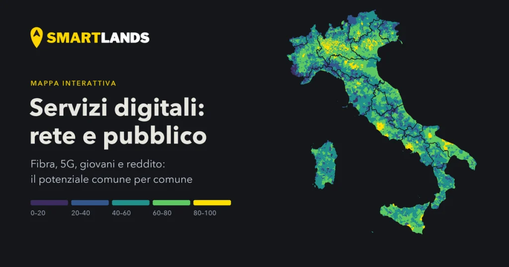 Anteprima della mappa: Fibra, 5G e pubblico: dove proporre servizi digitali premium in Italia
