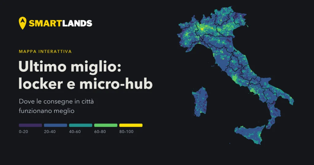 Anteprima della mappa: Ultimo miglio: dove mettere locker e micro-hub, comune per comune
